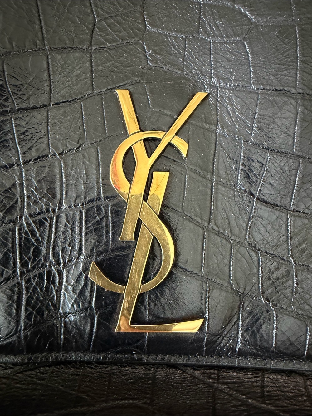 YSL Kate Medium Reversible Shoulder Bag in Croc Embossed Leather and Suede - Picture 2 of 16
